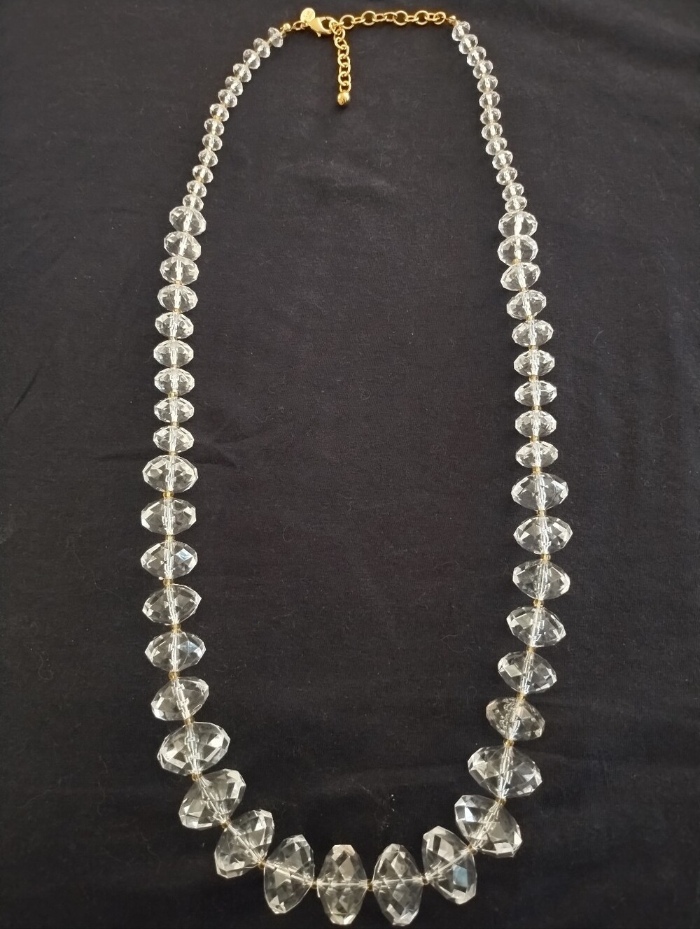 Vintage Joan Rivers Clear Faceted Lucite Graduated Beaded Necklace With Extender